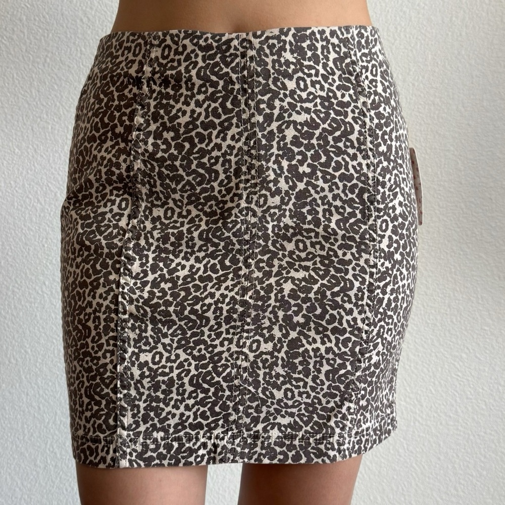 Free People NWT Leopard Print Mini Skirt brown and tan